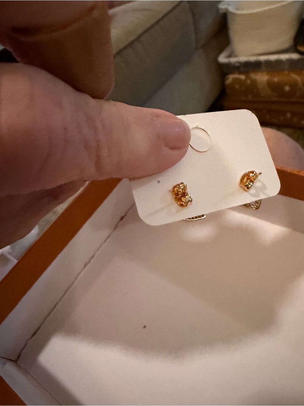 Gold Heart Stud Earrings with Crystal Halo, fashion jewelry - Picture 6 of 8